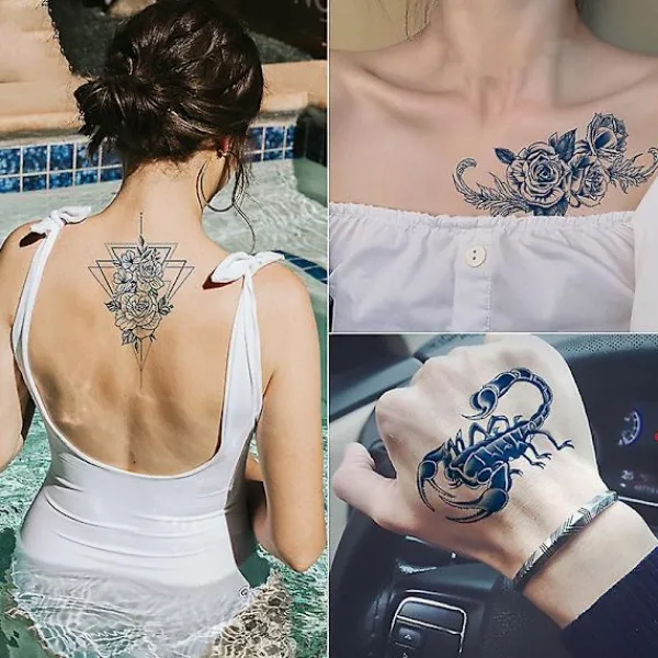 Realistic Temporary Tattoo Sticker Waterproof Long Lasting Diy Fake Tattoo Great Gifts For Women Men> Smink