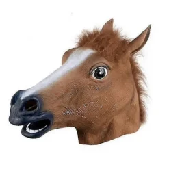 Realistisk hästmask Full Head Fur Mane Latex Creepy Animal Mask För Halloween Party Kostym> Masker