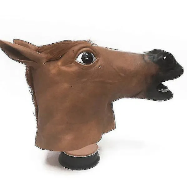 Realistisk hästmask Full Head Fur Mane Latex Creepy Animal Mask För Halloween Party Kostym> Masker