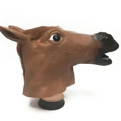 Realistisk hästmask Fullt huvud Pälsman Latex Läskig djurmask för Halloweenfestdräkt><noscript><img width=