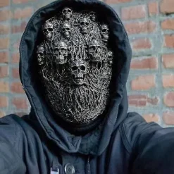 Realistisk latex helansikts dödskallemask Halloween cosplay fest maskeraddräkt><noscript><img width=