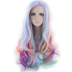 Regnbågsvåg Peruk med Mittbena Lugg och Realistisk Hårbotten><noscript><img width=