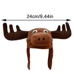 Ren Älg Plyschmössa med Härliga Djuröron Bekväm och Rolig Huvudbonad Djurformad Mössa för><noscript><img width=