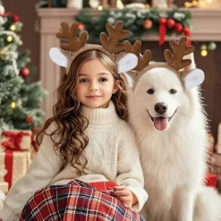 Renhornshårband - Julrenöronhårband för kvinnor och män, perfekt för fester, rollspel, Halloween, Cosplay-kostymer [DB]><noscript><img width=