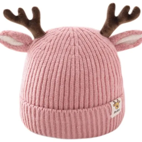 Renmössa för spädbarn och småbarn - Söt virkad stickad mössa med horn, varm huvudbonad för pojkar och flickor> Huvudbonader