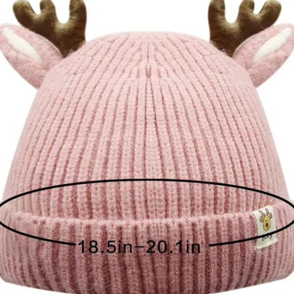 Renmössa för spädbarn och småbarn - Söt virkad stickad mössa med horn, varm huvudbonad för pojkar och flickor> Huvudbonader
