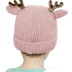 Renmössa för spädbarn och småbarn - Söt virkad stickad mössa med horn, varm huvudbonad för pojkar och flickor><noscript><img width=