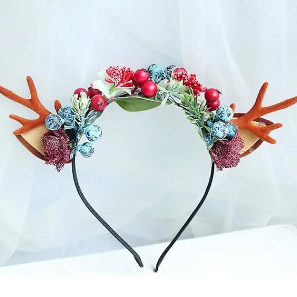 Rennar X-mas hårband med horn och öron för damer och flickor jul tacksägelse> Huvudbonader