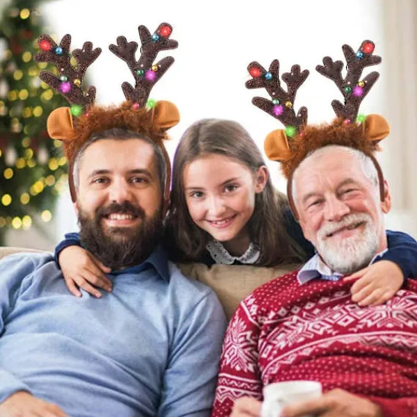 Rensdjurshorn Huvudband, LED Rensa Huvudband med Klockor, ZQKLA> Huvudbonader