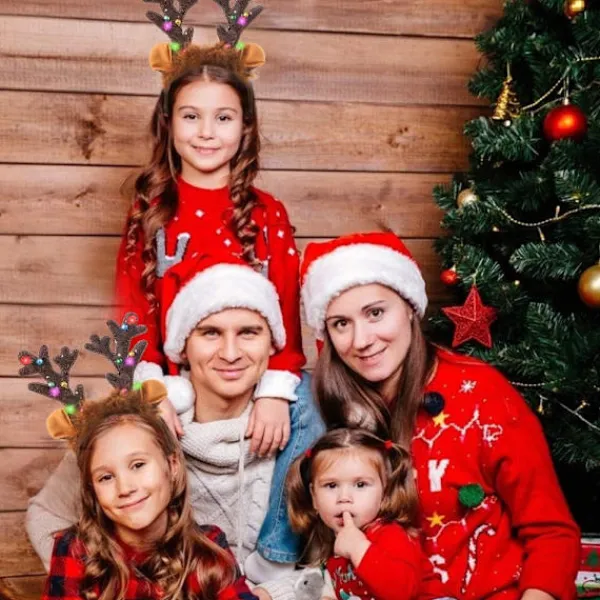 Rensdjurshorn Huvudband, LED Rensa Huvudband med Klockor, ZQKLA> Huvudbonader