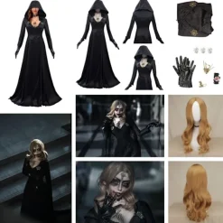 Resident Evil: Bela Dimitrescu Vampyrdam Cosplay Kostym Bela Klänning+Peruk set Endast Kostym{FY} Women S><noscript><img width=