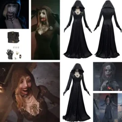 Resident Evil: Bela Dimitrescu Vampyrdam Cosplay Kostym Bela Klänning+Peruk set Endast Peruk-FF- One Size> Peruker