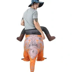 Ridande dinosauriekostym Uppblåsbar dinosauriedräkt Maskeraddräkt för vuxna Brun><noscript><img width=