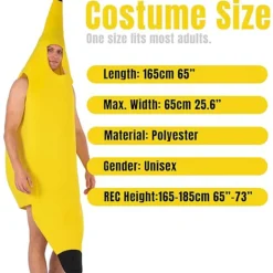 Rolig Banan Frukt Kostym Banan Dräkt Vuxen Unisex En Storlek Halloween Utklädnad [GPA]><noscript><img width=