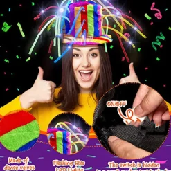Holocky Rolig Clownhatt med LED-lampor & Noodlehår> Huvudbonader