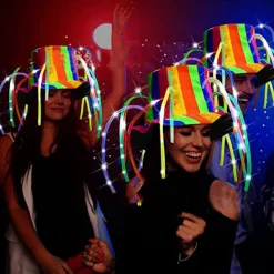 Holocky Rolig Clownhatt med LED-lampor & Noodlehår><noscript><img width=