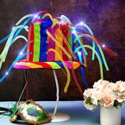 Holocky Rolig Clownhatt med LED-lampor & Noodlehår><noscript><img width=