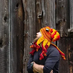 Rolig Halloween-fest huvudbonad för europeiska och amerikanska vuxna, gul bläckfiskform handvävd bläckfiskhatt><noscript><img width=