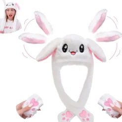 Rolig Hoppande Kanin Plyschmössa för Kvinnor och Flickor, Kan Användas som Roliga Påsk/Halloween/Julhattpresenter> Huvudbonader
