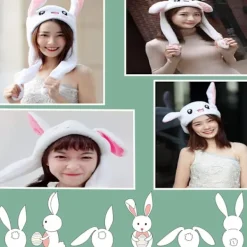 Rolig Hoppande Kanin Plyschmössa för Kvinnor och Flickor, Kan Användas som Roliga Påsk/Halloween/Julhattpresenter><noscript><img width=