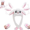 Rolig hoppande kaninplyschmössa för kvinnor och flickor, kan användas som> Huvudbonader