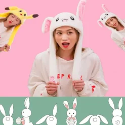 Rolig hoppande kaninplyschmössa för kvinnor och flickor, kan användas som rolig påsk-/halloween-/julhattgåva><noscript><img width=