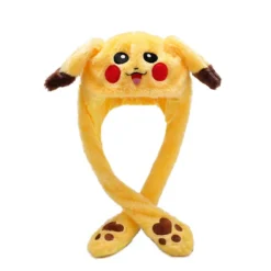 Rolig leksak kaninhatt PIKACHU hatt klämma öron airbag hatt rörlig söt plyschhatt/djurhatt som present> Huvudbonader