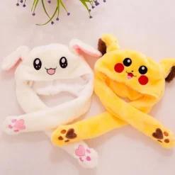 Rolig leksak kaninhatt PIKACHU hatt klämma öron airbag hatt rörlig söt plyschhatt/djurhatt som present><noscript><img width=