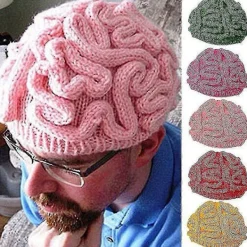 Rolig Parodi Skräck Hjärna Hatt Virkad Stickad Mössa Hatt Vuxen Barn Vinter Fruktansvärd Hjärna Halloween Cosplay Rekvisita Ks7> Huvudbonader