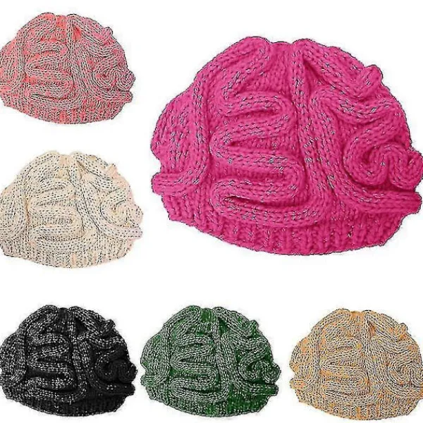 Rolig Parodi Skräck Hjärna Hatt Virkad Stickad Mössa Hatt Vuxen Barn Vinter Fruktansvärd Hjärna Halloween Cosplay Rekvisita Ks7> Huvudbonader