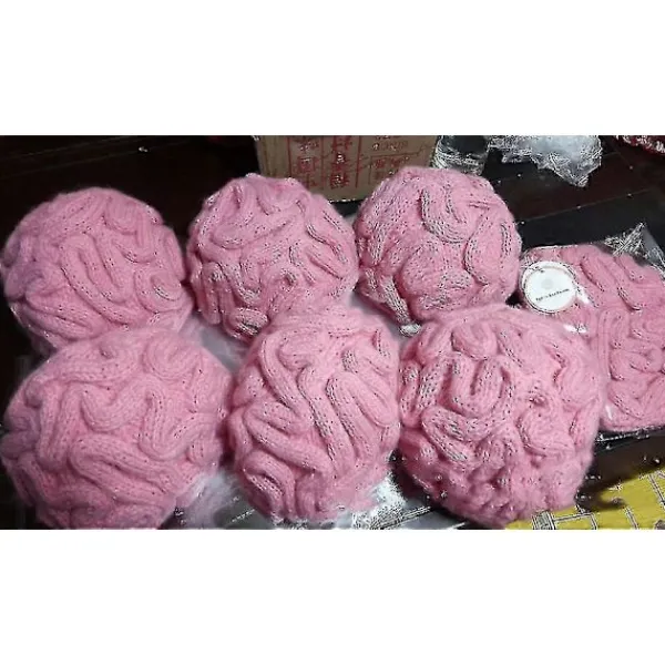 Rolig Parodi Skräck Hjärna Hatt Virkad Stickad Mössa Hatt Vuxen Barn Vinter Fruktansvärd Hjärna Halloween Cosplay Rekvisita Ks7> Huvudbonader