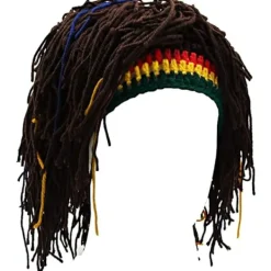 Rolig peruk skägg hatt handgjord mössa Rasta hatt med dreadlocks> Peruker