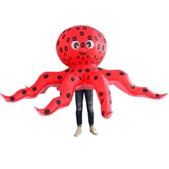 Rolig röd bläckfisk cosplay uppblåsbar dräkt lätt bekväm show kostym för vuxna män kvinnor_tfrf> Dräkter