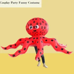 Rolig röd bläckfisk cosplay uppblåsbar dräkt lätt bekväm show kostym för vuxna män kvinnor_tfrf> Dräkter