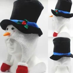 Rolig Snögubbe Hatt Julparty Hatt Rolig Julhatt Julcylinder med Snögubbe Öronlapp Navidad Rekvisita Nyår><noscript><img width=