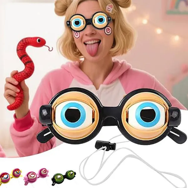 LBSS Roliga glasögon med blinkande ögonmekanism, avslappnad stil, dekorativa glasögon för selfie, rolig present> Tillbehör