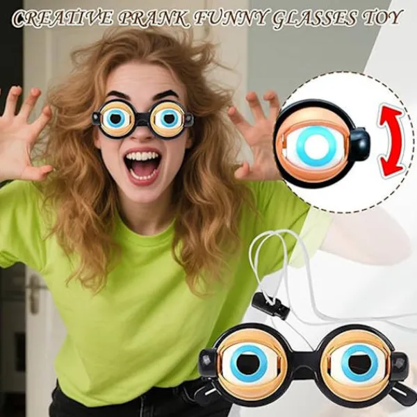 LBSS Roliga glasögon med blinkande ögonmekanism, avslappnad stil, dekorativa glasögon för selfie, rolig present> Tillbehör