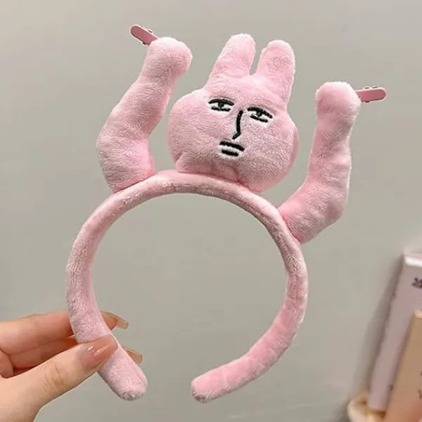 Roliga Plyschpannband - Kanin Hårband Grab Bangs Huvudbonad, Pannband Clip Kanin Huvudbonad Plysch Hår Kostym Pannband Halloween Tillbehör> Huvudbonader