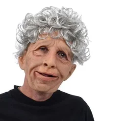 Roliga realistiska latexmasker för gammal man och kvinna med hår, Halloween cosplay, festdräkt, gummimask, fest><noscript><img width=