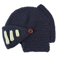 Romersk riddare stickad blå mössa vinter gladiator mask mössa handgjord stickad herrhatt><noscript><img width=