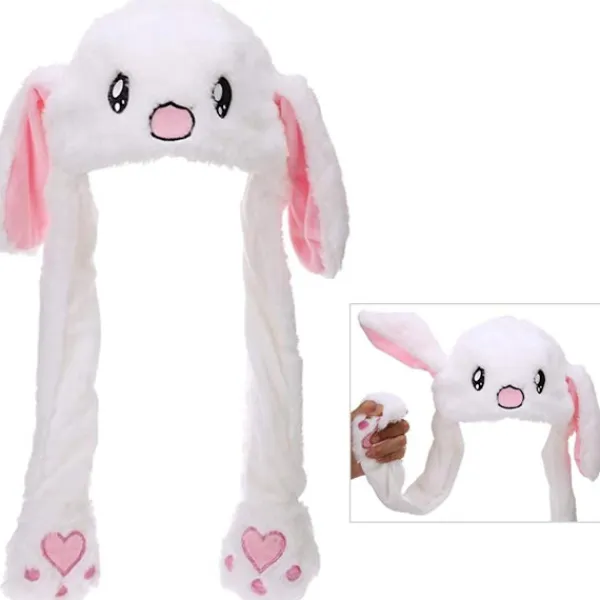 Öron Rörande Hoppande Kanin Plysch Mössa Kanin Öron Rörande Plysch Mössa KLB> Huvudbonader