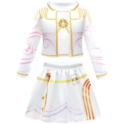 Rosa & Vit Demon Hunter K-Pop Kostym | 3-Delars Cosplay Set[JUN] 130cm> Dräkter