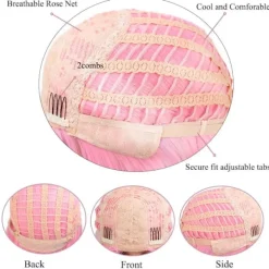 Rosa Bob Peruker med Lugg 35 cm Syntetisk Färgglad Kort Rakt Hår><noscript><img width=