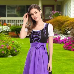 Rosa Dirndl Klänning för Kvinnor Tysk Oktoberfest Traditionell Bayersk Kostym[JSR] S><noscript><img width=