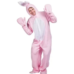 Rosa kanindräkt Vuxen djurpyjamas Påsk Halloween festdräkter> Dräkter