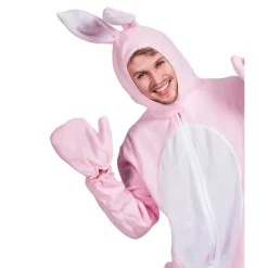 Rosa kanindräkt Vuxen djurpyjamas Påsk Halloween festdräkter><noscript><img width=