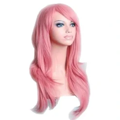 Rosa peruk 70cm Cosplay Kostym rosa pink rosa> Peruker
