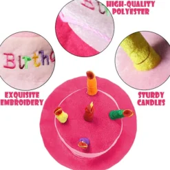 Rosa Plyschhatt med Grattis på Födelsedagen-Tårta - Unisex Vuxenstorlek Festkläder><noscript><img width=