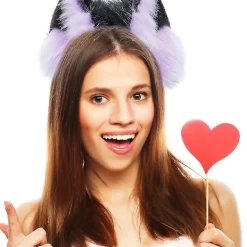 Räv Varg Katt Hund Öron Pannband Hårband Halloween Kostymfest Huvudbonad Present Style 3><noscript><img width=