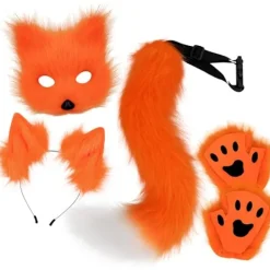 Rävöron & Svans Set Plysch Cosplay Kostym med Handskar för Halloweenfest[YDE]> Tillbehör